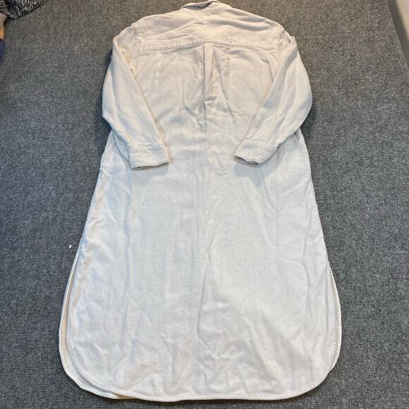 BP. X Wildfang Womens Medium Ivory Cotton Long Sleeve Shirt Dress Maxi - Picture 6 of 9